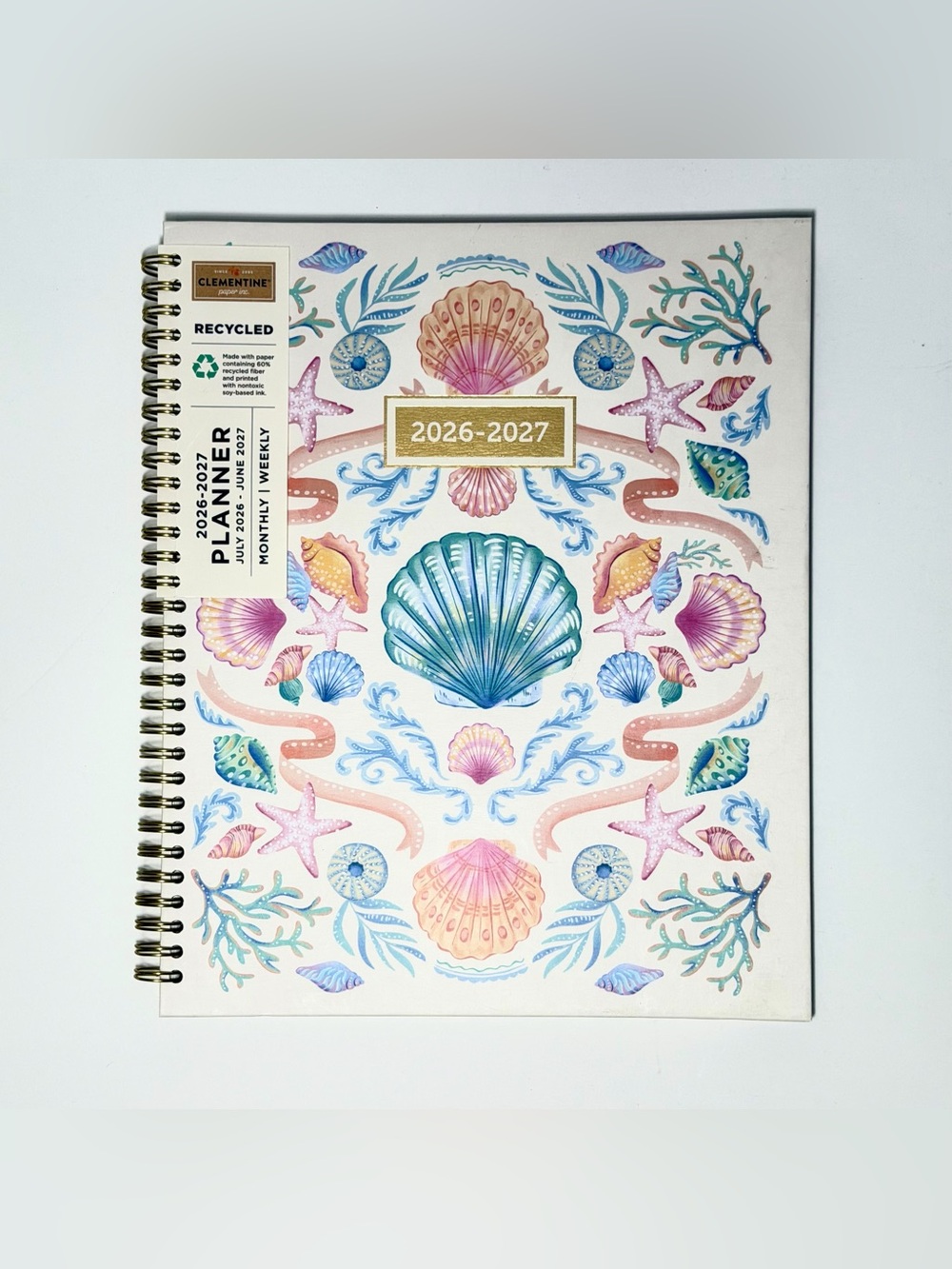 2026-2027 Large Size Clementine 12-month Weekly Monthly Planner (Seashell)